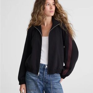 Madewell Black Bomber Jacket with Burgundy Accent